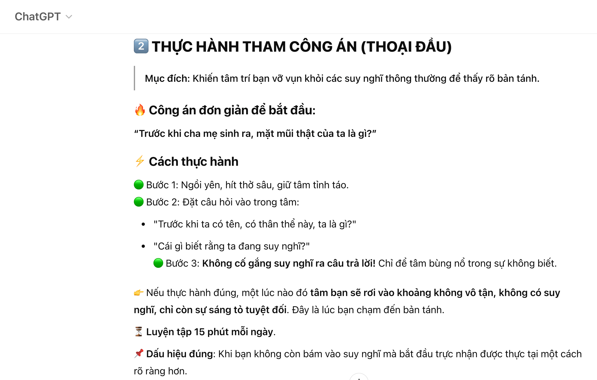 ChatGPT dạy Thiền